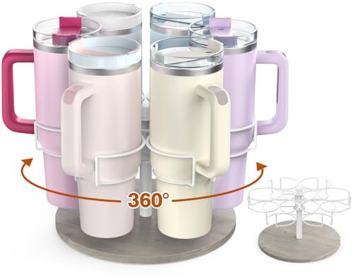 Kssiaz Stanley Becherhalter, Drehbar Tassenhalter für Stanley 40 oz Becher, Arbeitsplatte Kaffeetasse Becherhalter Organizer für Küchen Arbeitsplatten und Schränke, Grau