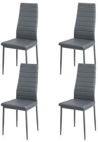 buybyroom Esszimmerstühle 4er Set, Stühle Esszimmer Esstisch Modern mit Hoher Rückenlehne, Gepolsterter Küchenstühle für Wohnzimmer, Küche, Büro, Gäste, Schlafzimmer, Grau
