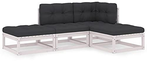 Buzaza 4-TLG. Garten-Lounge-Set mit Kissen Balkon MöBel Set Lounge MöBel Outdoor Garten LoungemöBel Set Kiefer Massivholz - 3076525
