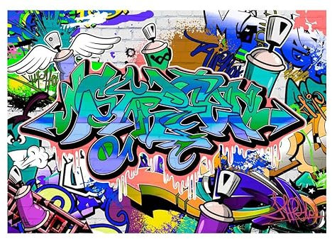 KunstLoft Tapete 'Graffiti: blaues Thema' 400x280cm Fototapete modern