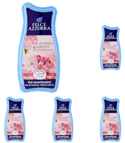 Felce Azzurra Deodorante Ambiente Gel Profumo Talco e Fiori di Ciliegio, 140g (Confezione da 5)