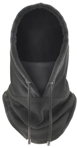ATSNOSH Cagoule en Polaire Thermique, Balaclava Chapeau pour Homme Femme, Gris Skimask, Chaud Capuche, Cache-Cou, de Ski, Moto, Coupe-Vent (FR/ES, Alpha/Lettres, Taille Unique, Gris)