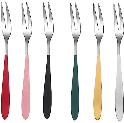 Amosfun 6 Pièces fourchette cure-dents aux fruits escargot accesoire cuisine crozets de savoie pochette set de couvert paillage canapeche restaurant Accueil Vaisselle Acier inoxydable