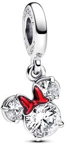 PANDORA Moments Disney Minnie Maus Silhouette Charm-Anhänger aus Sterling Silber mit Zirkonia, Kompatibel Moments Armbänder, 793533C01
