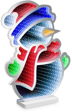 Idena 30552 - LED Infinity Mirror Weihnachtsmann, ca. 35 x 8 x 45 cm, Deko Lampe mit 246 SMD-LEDs und 3D Effekt, Weihnachtsdeko für Innen, mit Netzteil und 3 m Zuleitung