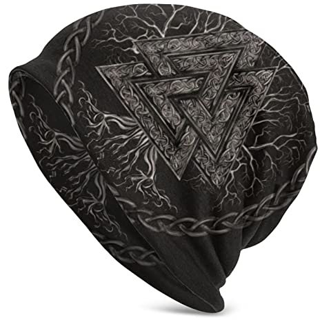 zerosevenee Vikings Beanie-Mütze, Wintermütze, weicher Strick, Slouchy, Kopfbedeckung für Erwachsene, Outdoor, Vikings6, Einheitsgröße