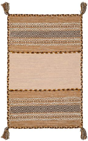 Teppich ANTIQUE-KILIM beige handgewebt aus Baumwolle und Chenille 160 x 230 cm