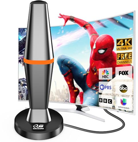 DVTB2 Antenna con amplificatore, antenna da camera per antenne DVB-T&DVB-T2, portata 450 km e ricezione a 360°, supporta 4K 1080P, TV gratis DVB-T2 VHF UHF-3M cavo coassiale