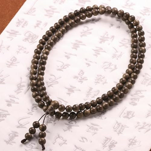 Brunei Altes Adlerholz-Armband, 108 buddhistische Perlen, Adlerholz-Armband, Perlen-Halskette, 6 mm