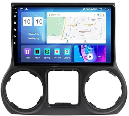 BUCHUAN Android Autoradio Stereo 9 Zoll HD Digital Multi-Touchscreen Für Jeep Wrangler 3 JK 2010-2018, Mit Navigation Bluetooth-Unterstützung Radio Lenkradsteuerung Mit Rückfahrkamera