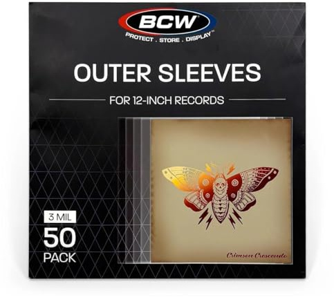 BCW 12-Inch Vinyl Record Sleeves Outer – 50 Pack | Vinyl Record Sleeves | 3-Mil Polyethylene Protection
