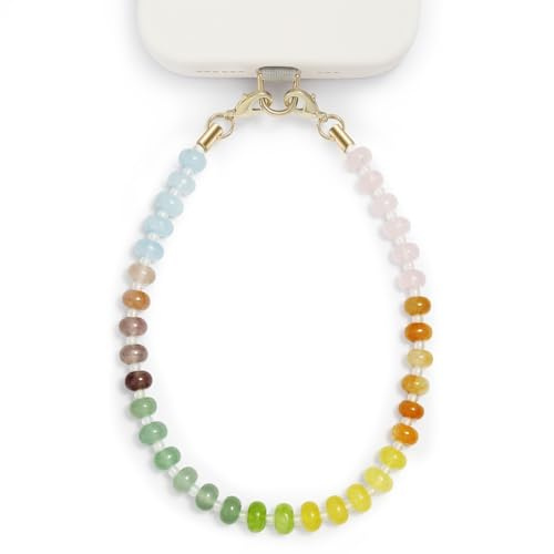 POSADINA Natural Stone Phone Charm, Beaded Healing Phone Wrist Strap, Handmade Cellphone Chain Lanyard with Tether Tab