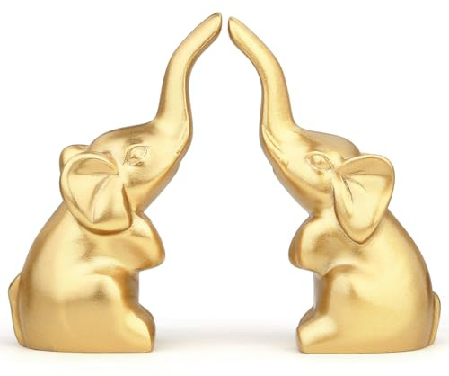 AWARDSEN 2 Stück Gold Elefant Deko Schwarz, Elefanten Deko Wohnzimmer | AWARDSEN Dekoration für Schlafzimmer Bad und Küche Geschenke für Männer