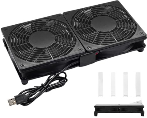 Fan Router Cooling - Strong Airflow Cabinet Cooler Blower, Quiet USB Powered Fans | Rust-Free Compact Design For Laptop, TV Boxes, Computer Routers Receiver And Network Equipment Cooling