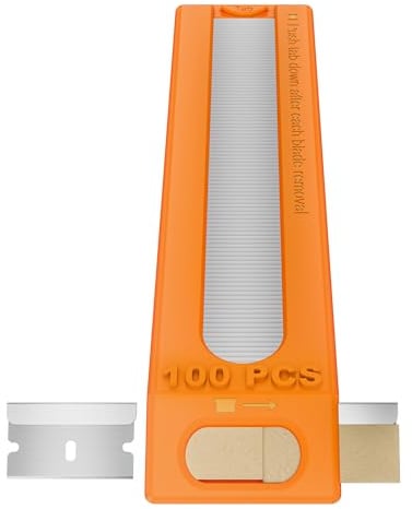 100er-Pack Rasierklingen mit einer Schneide mit Spender – für Schaber, 38 mm × 19 mm, passend für Standardschaber, zum Entfernen von Farbe, Etiketten & Aufklebern – DIY & Profi
