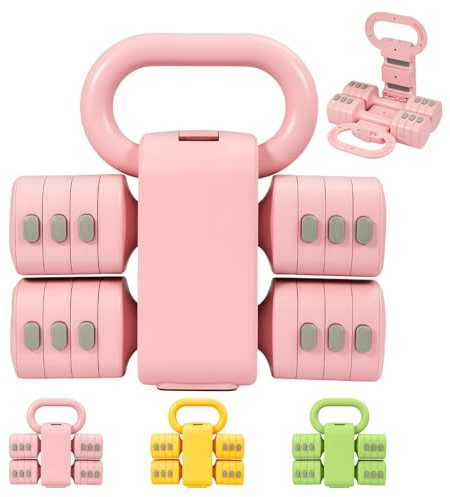 JF HOME BLISS 2-in-1 Adjustable Dumbbell Set for Women, Detachable Dumbbells & Kettlebell Combo, Home Gym Weights for Strength Training, Compact Design with Multiple Weight Options (Pink)