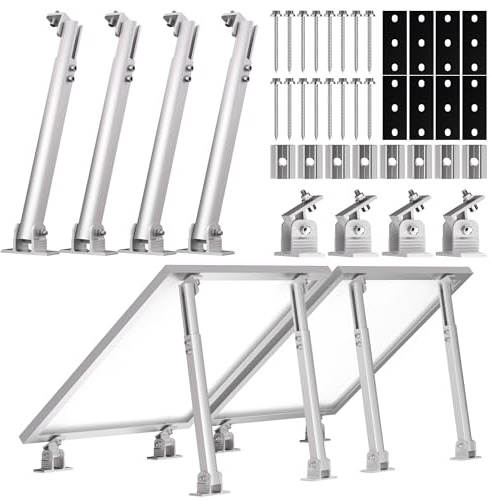 Balkonkraftwerk Solarmodul 2 Paneele SET 15°-30° solarpanel halterung Flachdach Verstelbar Photovoltaik Universal Wand Flachdachmontage for 100W-600W, PV Module Einfache Befestigung