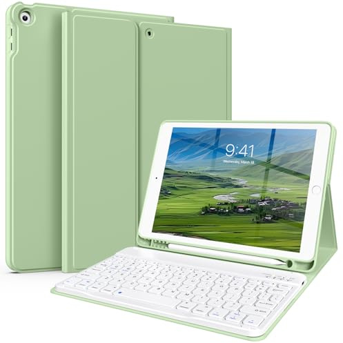 SZPSGC Keyboard Case for iPad 9th/8th/7th Gen (10.2) – Strong Magnetic Detachable Bluetooth Keyboard, Slim Lightweight Protective Folio Cover with Long Battery Life,-Green
