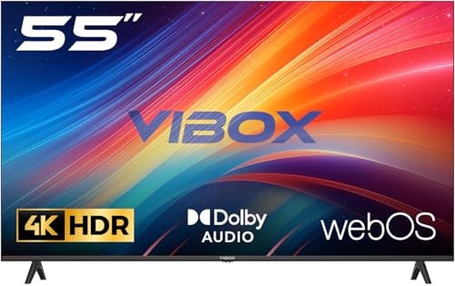 Vibox 55 4K LED Smart TV | WebOS | 3x HDMI, 2x USB | Wall Mount Compatible | Gesture Remote with Streaming Controls