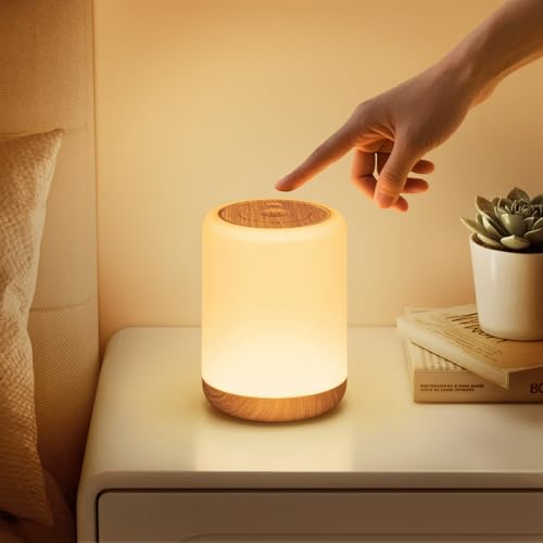 CAKLIK Night Light, Dimmable Touch Bedside Lamp with 256 RGB, Timer, Memory