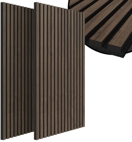 Bellamio Kilwa Akustikpaneele 140x60 cm, 2er-Set, Holzoptik Walnuss, 3D | Wandpaneele, Wandverkleidung, Akustik Holzpaneele als Schallabsorber, Lamellenwand für Innen, Wall Panel mit Schallschutz