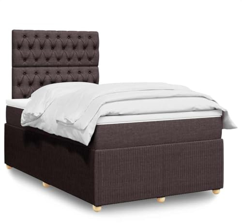 Owoxanthellate Boxspringbett Dunkelbraun 120x190 cm mit Taschenfederkernmatratze Höhenverstellbarem Kopfteil Robustes Holz und Polyester für Schlafzimmer Gästezimmer und Jugendzimmer