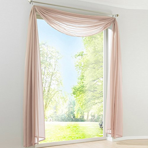 Yujiao Mao Uni Farbe Voile Freihandbogen Schals Querbehang Deko Gardinen Sand BxL 140X300cm