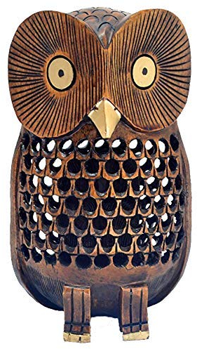 Eulenstatue, Dekoration, große 15,2 cm große Holzfiguren für Heimdekoration, Akzente, Wohnzimmer, Schlafzimmer, Büro, Dekoration, handgeschnitzte Statue