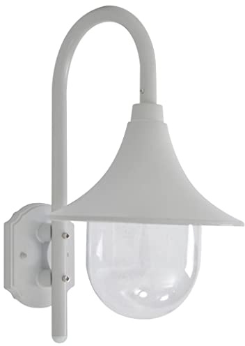 vidaXL Garten-Wandleuchte E27 42 cm Aluminium Weiß