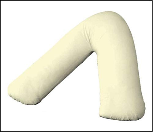 Cotton Connection V SHAPED PILLOW CASE COVER PREGNANCY MATERNITY ORTHOPAEDIC SUPPORT NURSING (CREAM)