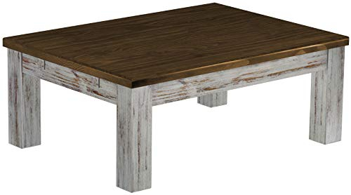 B.R.A.S.I.L.-Möbel Brasilmöbel Couchtisch Rio Classico 100x73 cm Shabby Platte Eiche Wohnzimmertisch Holz Tisch Pinie Massivholz Stubentisch Beistelltisch Echtholz Größe und Farbe wählbar