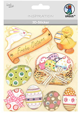 Ursus 56420097 - 3D Sticker Ostern, bestehend aus mehreren Ebenen, aus verschiedenen hochwertigen Materialien, selbstklebend, ideal zum Verzieren von Grußkarten und Geschenken, Motiv 97