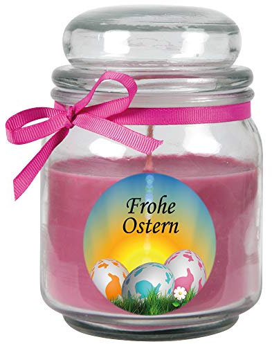 HS Candle Duftkerze als Ostergeschenk (Lavendel-Duft), Design: Ostereier - Kerze als Osterdeko - 300g. Wachs mit ca. 70 Stunden Brenndauer