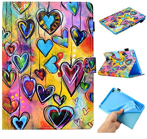 Succtop Cover iPad Mini 5/4/3/2/1 Custodia Pelle PU Portafoglio Funzione Sonno/Svegliati Auto Custodie Compatibile per Apple iPad Mini 1/iPad Mini 2/per/iPad mini 4/iPad mini 5 Cuore