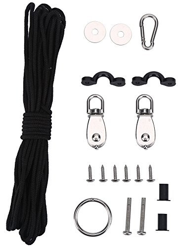 Yosoo Health Gear Kayak Trolley Kit, Kayak Canoe Boat Trolley System with 10m Ropes Round Stainless Ring and Pulley Pad Eyes Snap Hooks Well Nuts M5 Screw Washer