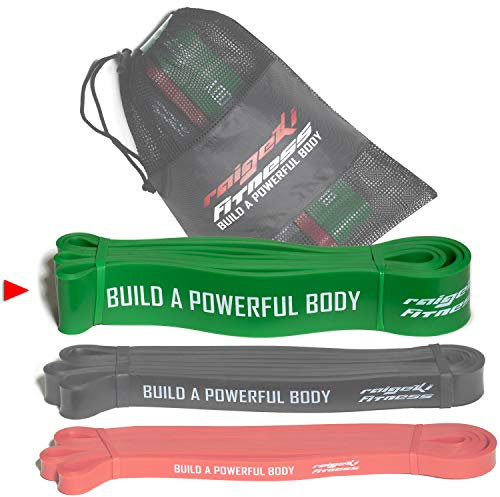 Raigeki Fitness Widerstandsbänder Gummibänder (+Trainingspläne) [Einzeln und Set] Lang Resistance Bands Fitnessbänder für Kraftsport - Fitnessband Terrabänder Gymnastikbänder