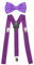 SUNTRADE Hosenträger für Herren und Damen, elastisch, Y-Form, verstellbar, mit Clips und Fliege Gr. Einheitsgröße (Violett)