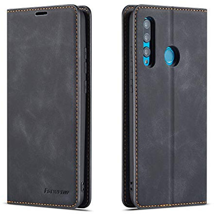 FMPC Custodia Compatibile con Huawei P Smart Plus 2019, Supporto Flip Caso in Pelle Cover Libro Magnetica Portafoglio Huawei P Smart Plus 2019, Nero