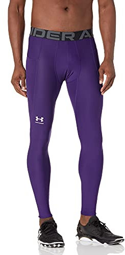 Under Armour Men's HeatGear Armour Leggings, Purple (500)/White, Small