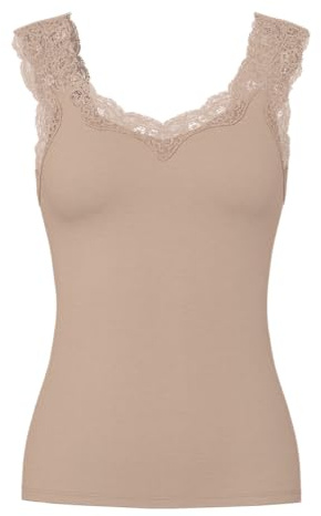 Pieces Femme Pcbarbera Lace Top Noos Caraco, Taupe, XL EU