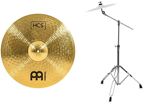Meinl Cymbals HCS Ride 20 Zoll (Video) Schlagzeug Becken (50,80cm) Messing, Traditionelles Finish (HCS20R) & XDrum Galgenbeckenständer Semi (Höhe 84 bis 157 cm, versenkbarer Galgen, doppelstrebig)