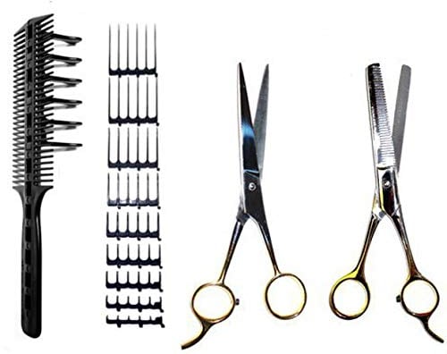 Original CombPal haarschneidekamm, Scherenschneider über Kamm Haarschneidewerkzeug, haare schneiden hilfe Haarschneideset, Barber Haircutting Comb Set (Vorteilspack schwarz)