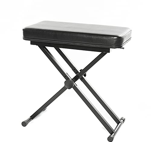 MUSIC STORE BN4 C Klavierbank, Stabil, Doppelt Verstrebte, Skai Kunstleder-Polsterung, Leicht Zusammenklappbar, 4-Fach Höhenverstellbar 51-65 cm