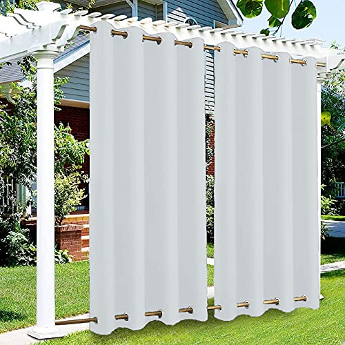 RDJSHOP Outdoor Vorhang mit Ösen Oben und Unten, Wetterfest Blackout Vorhänge für Terrasse Uvschutz Sonnenschutz Aussenvorhang Sichtschutz, 1 Stück,Weiß-B213xH183cm