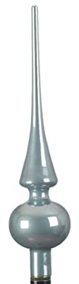 Kaemingk Christbaumspitze Glas 26cm hoch, D=6cm Weihnachtsbaumspitze hellblau blau nebelblau glänzend