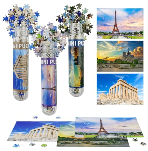 MISITU 3er-Pack mit 150-teiligen Mini-Puzzles für Erwachsene, kleine knifflige, herausfordernde Kunstfertigkeit für Erwachsene (Eiffle Tower)