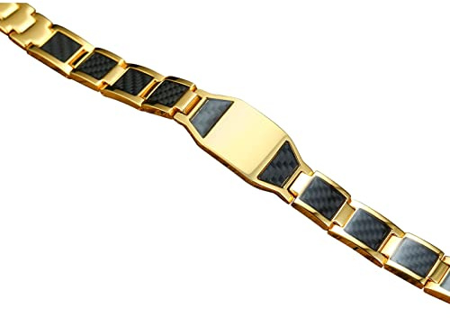Whoiy Gold Armband Herren, Armband Edelstahl Männer Freimaurer Armband Aus Magnetischer Kohlefaser für Beste Freundin Geburtstag 21.5cmx20mm
