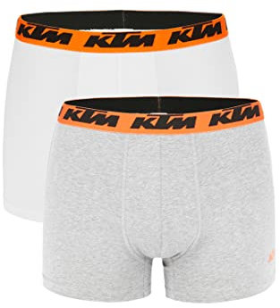 KTM by Freegun Boxershorts für Herren Unterwäsche Pant Men´s Boxer 2 er Pack, Farbe:Light Grey / White2, Bekleidungsgröße:XXL