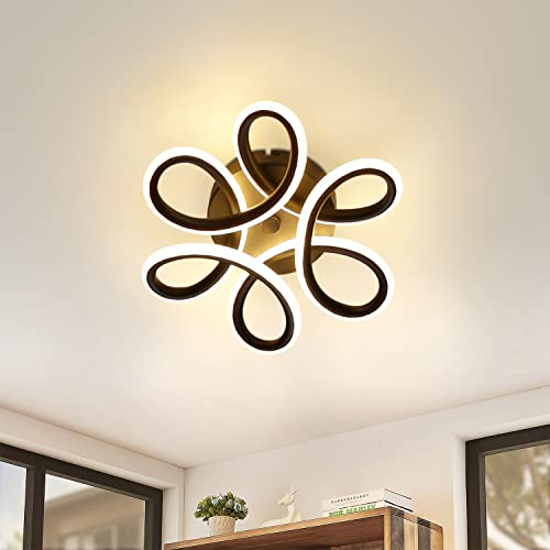 Homefire Deckenlampe LED Deckenleuchte Schwarz Klein Flurlampe 26 W Küchenlampe Modern Warmweiß Schlafzimmerlampe 3000K Geometrie Design Lampe für Flur Eingang Schlafzimmer Wohnzimmer Küche Studio