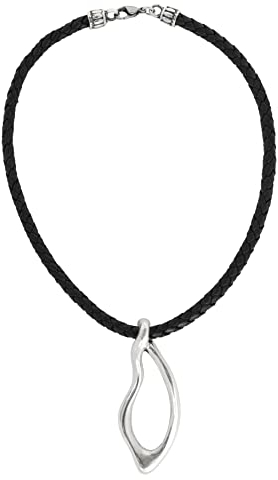 Beau Soleil Jewelry Halskette Damen Lederkette langer Anhänger geflochtenes Leder (42)